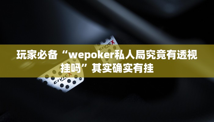 玩家必备“wepoker作弊辅助开挂工具”原来确实有挂