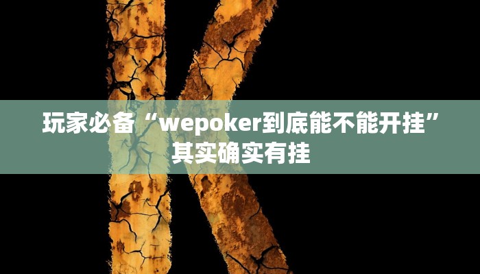 玩家必备“wepoker到底能不能开挂”其实确实有挂 玩家必备“wepoker到底能不能开挂”其实确实有挂