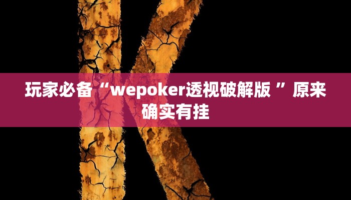 玩家必备“wepoker透视破解版 ”原来确实有挂 玩家必备“wepoker透视破解版 ”原来确实有挂