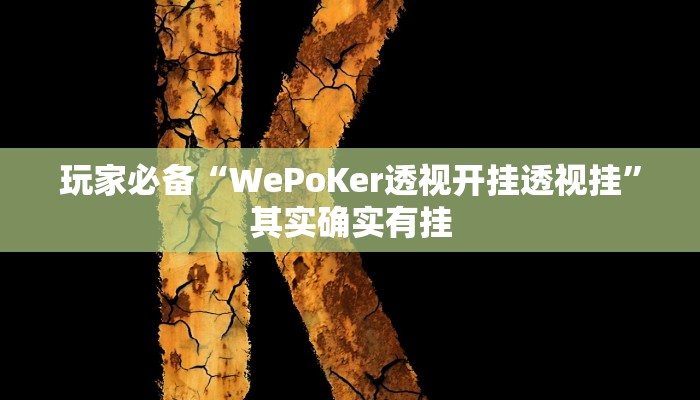 玩家必备“WePoKer透视开挂透视挂”其实确实有挂