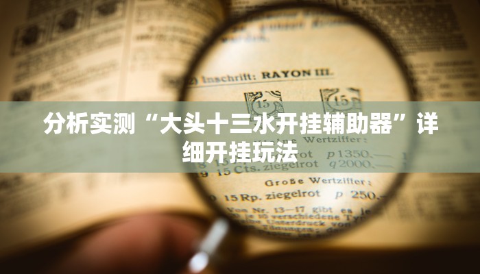 分析实测“大头十三水开挂辅助器”详细开挂玩法 分析实测“大头十三水开挂辅助器”详细开挂玩法