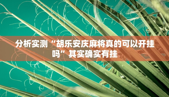 分析实测“胡乐安庆麻将真的可以开挂吗”其实确实有挂 分析实测“胡乐安庆麻将真的可以开挂吗”其实确实有挂
