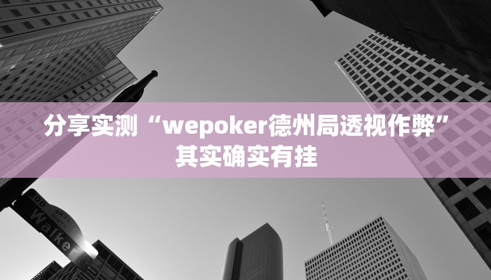 分享实测“wepoker德州局透视作弊”其实确实有挂