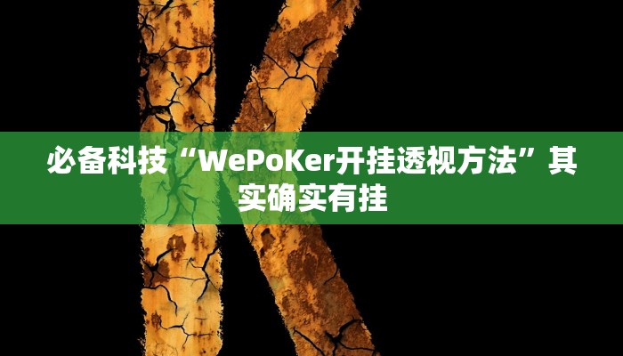 必备科技“WePoKer开挂透视方法”其实确实有挂 必备科技“WePoKer开挂透视方法”其实确实有挂